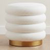 Buy Round Pouf Upholstered in Bouclé Fabric - Leonora White 61301 - prices